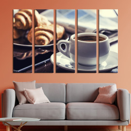Картина Гаряча кава і французькі круасани 87x50 см (288-51)
