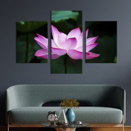 Картина триптих Чудовий рожевий лотос 66x40 см (892-32)