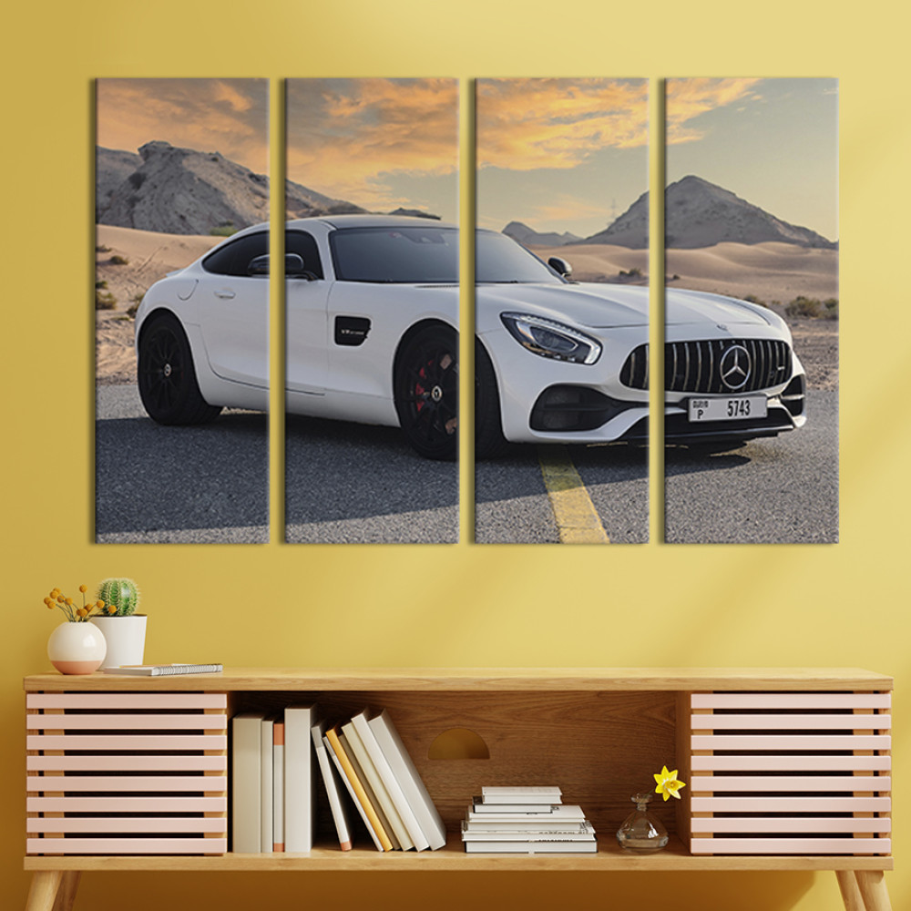 Картина Mercedes-Benz на пустельній трасі 89x53 см (126-41)