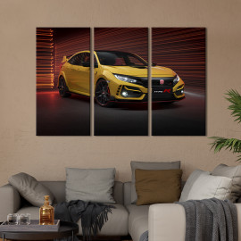 Картина Яскрава жовта Honda Civic Type 78x48 см (1329-31)