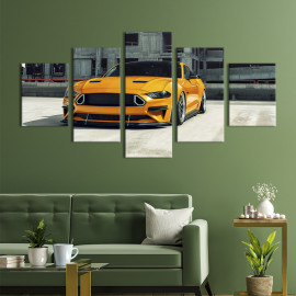 Картина Яскравий жовтий Ford Mustang 112x54 см (1321-52)