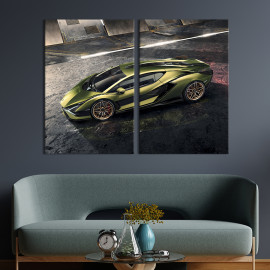 Картина Lamborghini Sian оливкового кольору 71x51 см (1251-2)