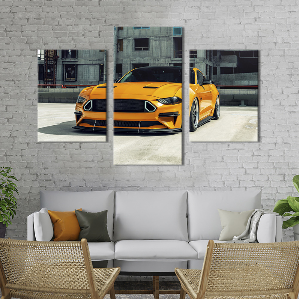 Картина Яскравий жовтий Форд Мустанг 96x60 см (1321-32)