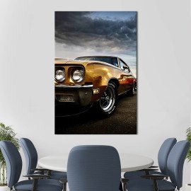 Картина в офіс Золотий раритетний автомобіль 51x34 см (2art_276)