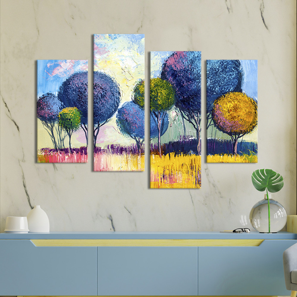 Картина Абстрактні кольорові дерева 129x90 см (622-42)