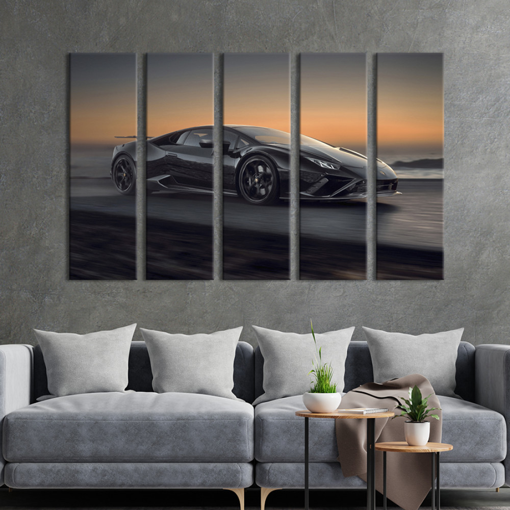Картина Авто Lamborghini Huracan у вечірніх сутінках 132x80 см (1371-51)