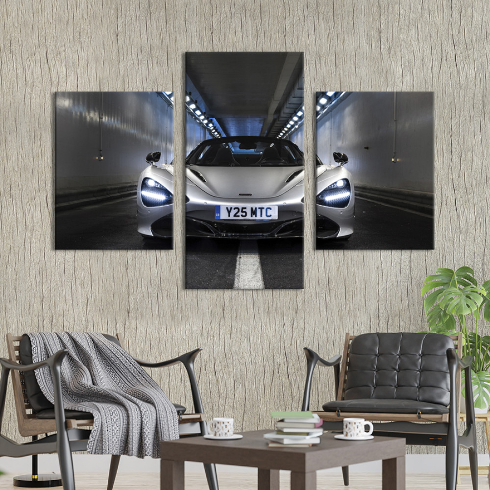 Картина Вишуканий сріблястий McLaren 720S 96x60 см (1362-32)