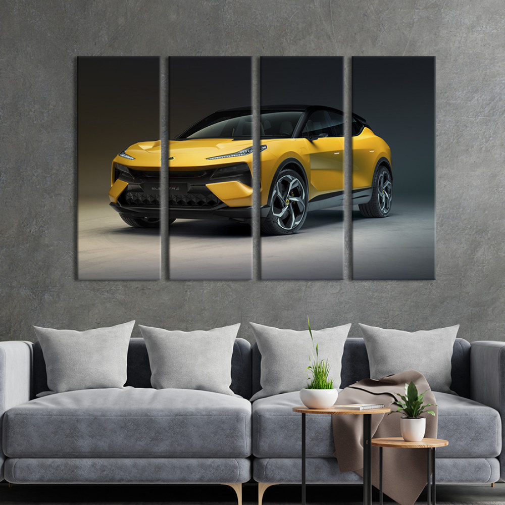 Картина Жовтий електричний кросовер Lotus Eletre 89x53 см (1413-41)