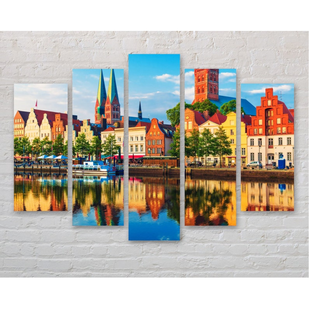 Картина Набережна міста Любек у Німеччині 112x68 см (M5_M_337)