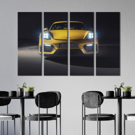 Картина Стильний жовтий Porsche 718 Cayman GT4 89x53 см (1384-41)
