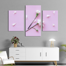 Картина триптих Пара білих гвоздик 66x40 см (941-32)