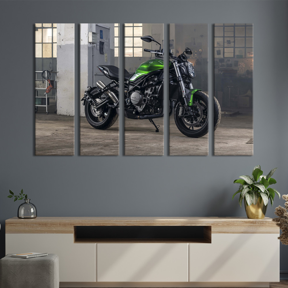 Картина Мотоцикл Benelli 752S в оливковому кольорі 87x50 см (1245-51)