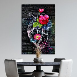 Картина в офіс Поп-арт добре серце з квітами 120x80 см (2art_102)
