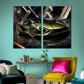 Картина Lamborghini в оливковому кольорі 111x81 см (1338-2)