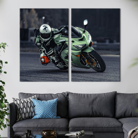 Картина Світло-зелений Kawasaki Ninja 71x51 см (121-2)