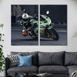 Картина Світло-зелений Kawasaki Ninja 71x51 см (121-2)