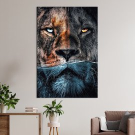 Картина в офіс Лев з різнокольоровими очима 51x34 см (2art_291)