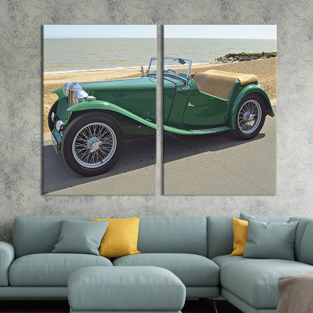 Картина Зелений автомобіль MG T-type 111x81 см (99-2)