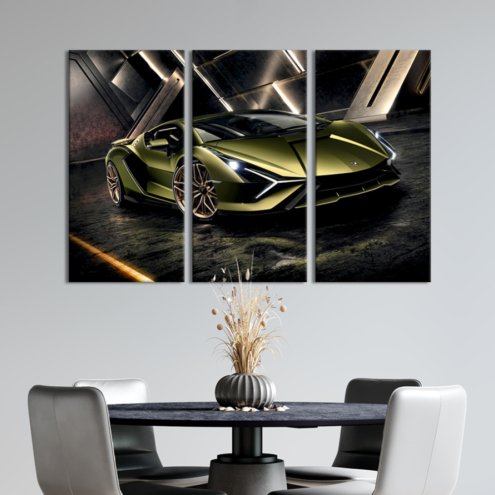 Картина Стильний оливковий колір Lamborghini 78x48 см (1338-31)