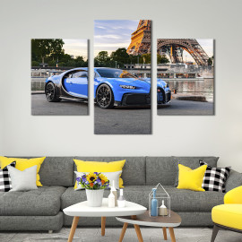 Картина Bugatti Chiron біля Ейфелевої вежі 141x90 см (1298-32)
