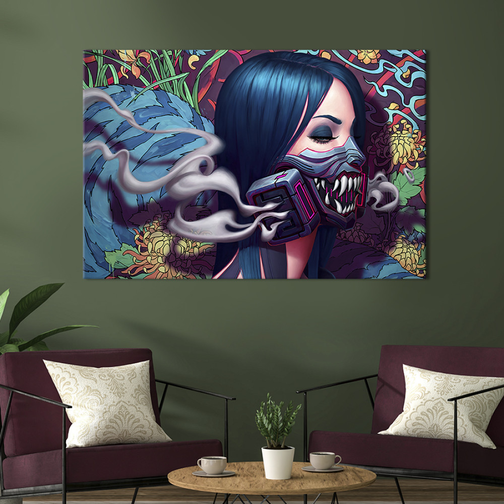 Картина на полотні Cyberpunk girl gas mask 51x34 см (694-1)