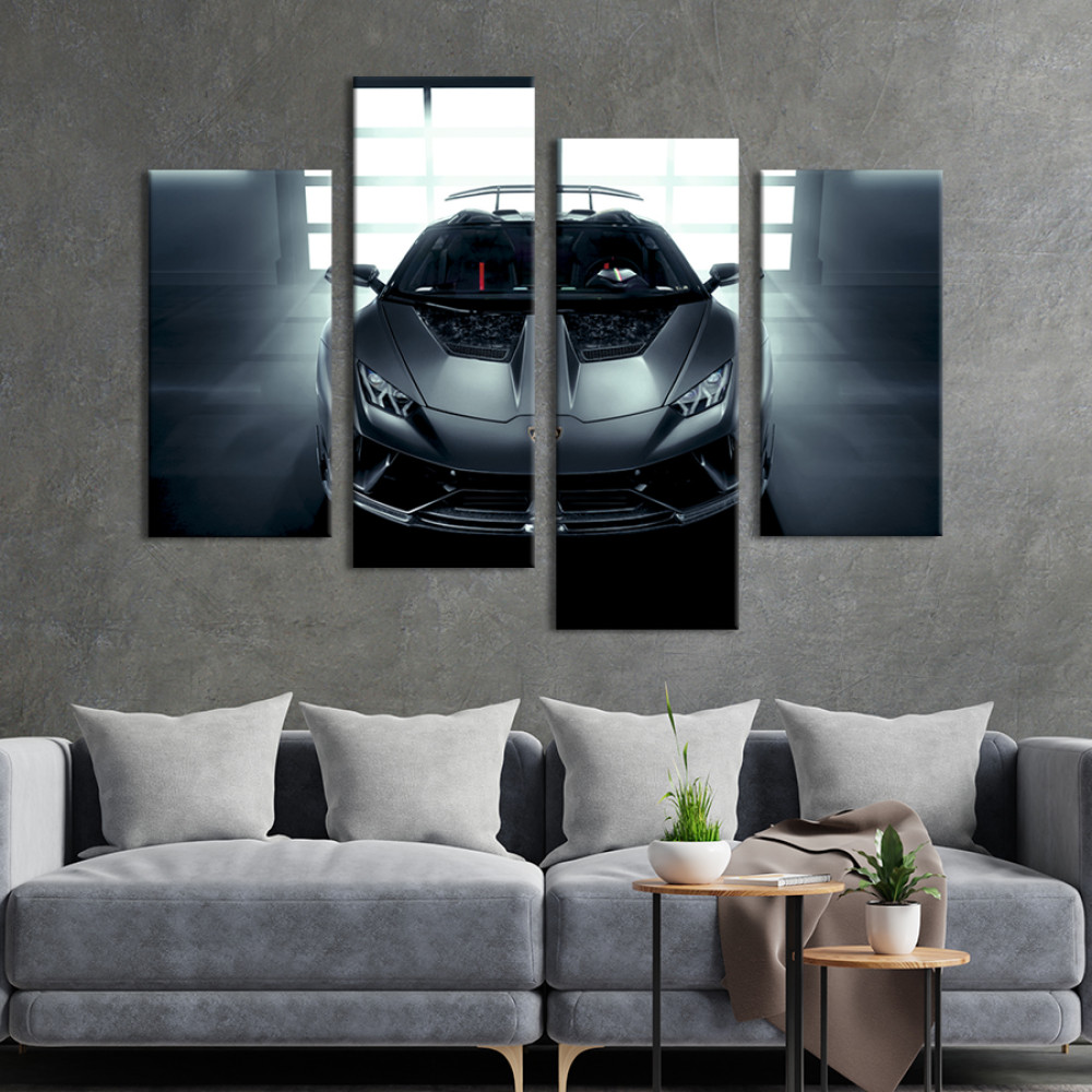 Картина Розкішна сіра Lamborghini Huracan Performante 89x56 см (1337-42)