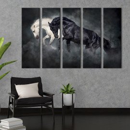 Картина Шикарні ворона та біла коні 87x50 см (201-51)