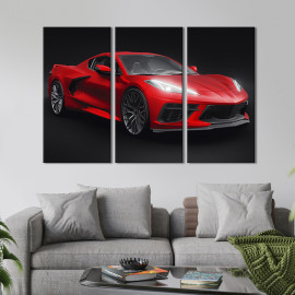 Картина Авто Chevrolet Corvette в червоному кольорі 78x48 см (1408-31)