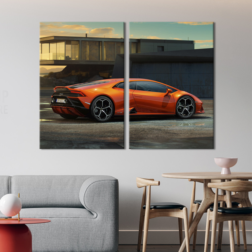 Картина Помаранчевий стильний Lamborghini Huracan Evo 71x51 см (1341-2)