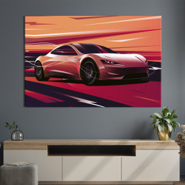Картина Яскраве авто Tesla Roadster 51x34 см (1404-1)