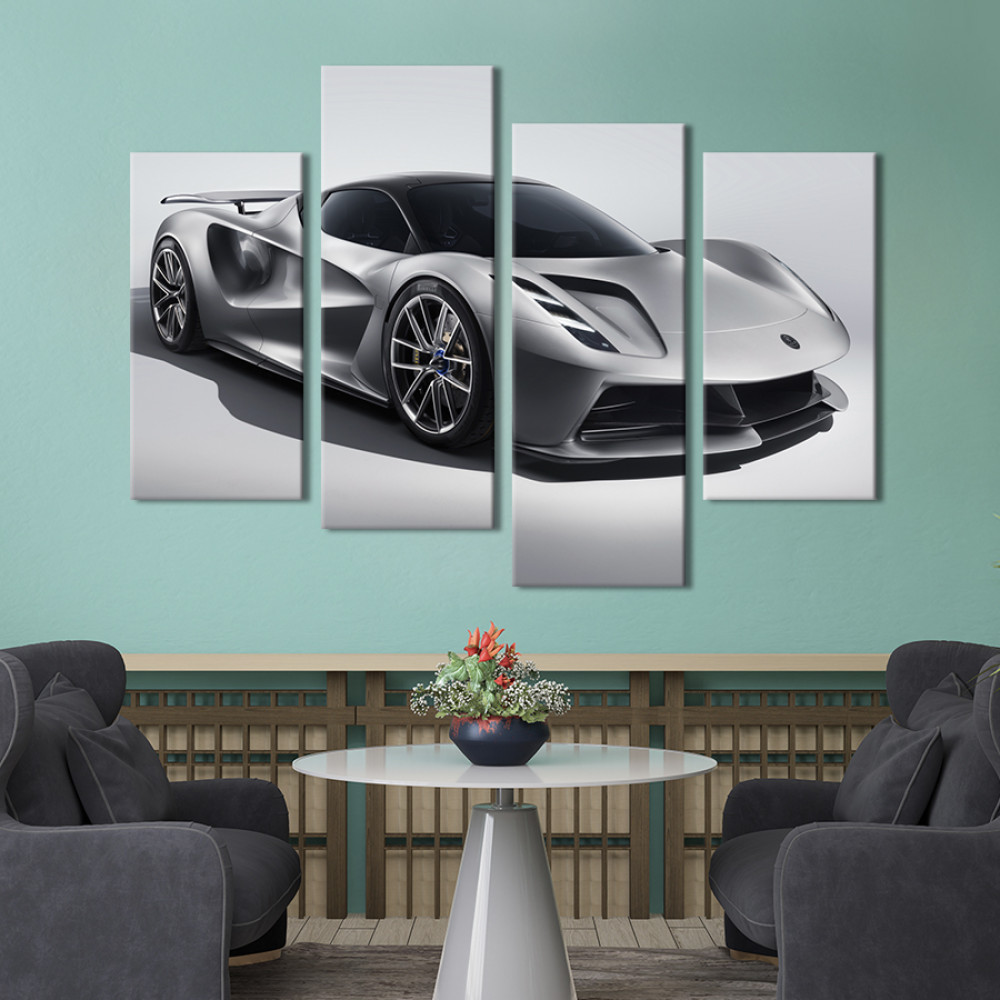Картина Авто Lotus Evija в сріблястому кольорі 89x56 см (1346-42)