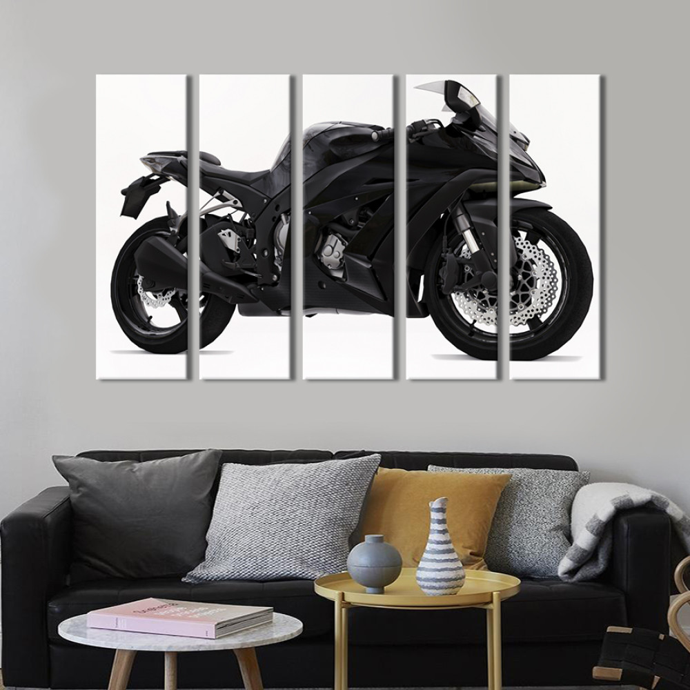 Картина Чорний мотоцикл Kawasaki Ninja 400 87x50 см (1240-51)