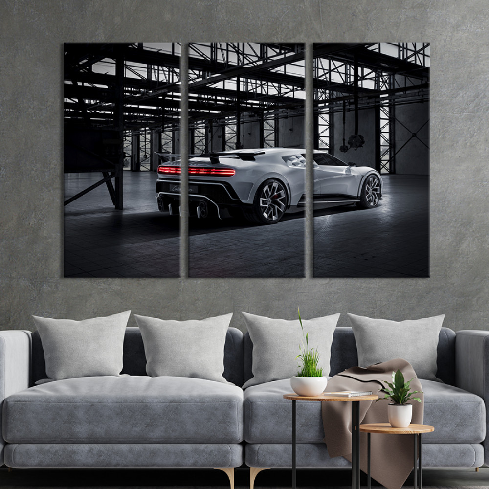 Картина Стильний сріблястий Bugatti Centodieci 78x48 см (1301-31)