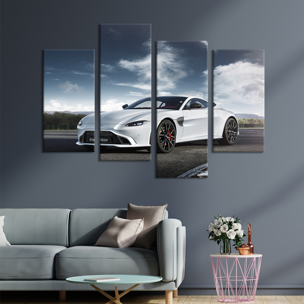 Картина Авто Aston Martin Vantage в білому кольорі 89x56 см (1402-42)