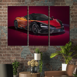 Картина Потужний суперкар McLaren 765LT в яскравій кольоровій гамі 78x48 см (1389-31)