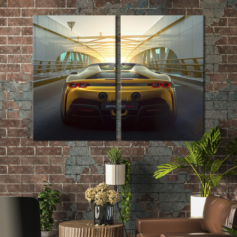 Картина Жовта Ferrari SF90 Spider 71x51 см (1319-2)