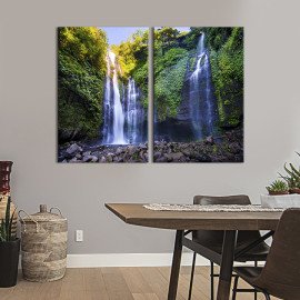 Модульна картина на полотні Дівчина біля водоспаду 71x51 см (611-2)