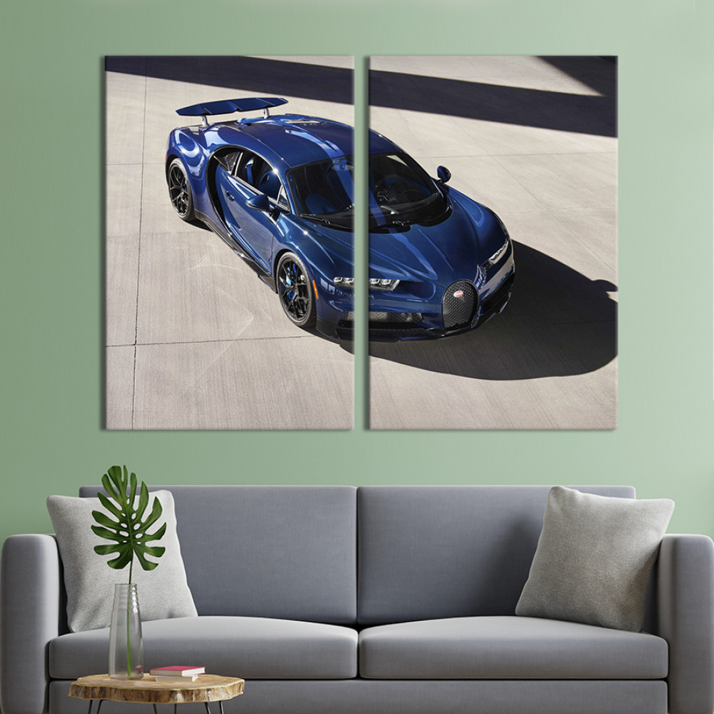 Картина Розкішний синій Bugatti Chiron 71x51 см (1299-2)