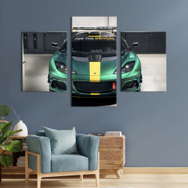 Картина Зелений Lotus Evora з жовтою смугою 66x40 см (1347-32)