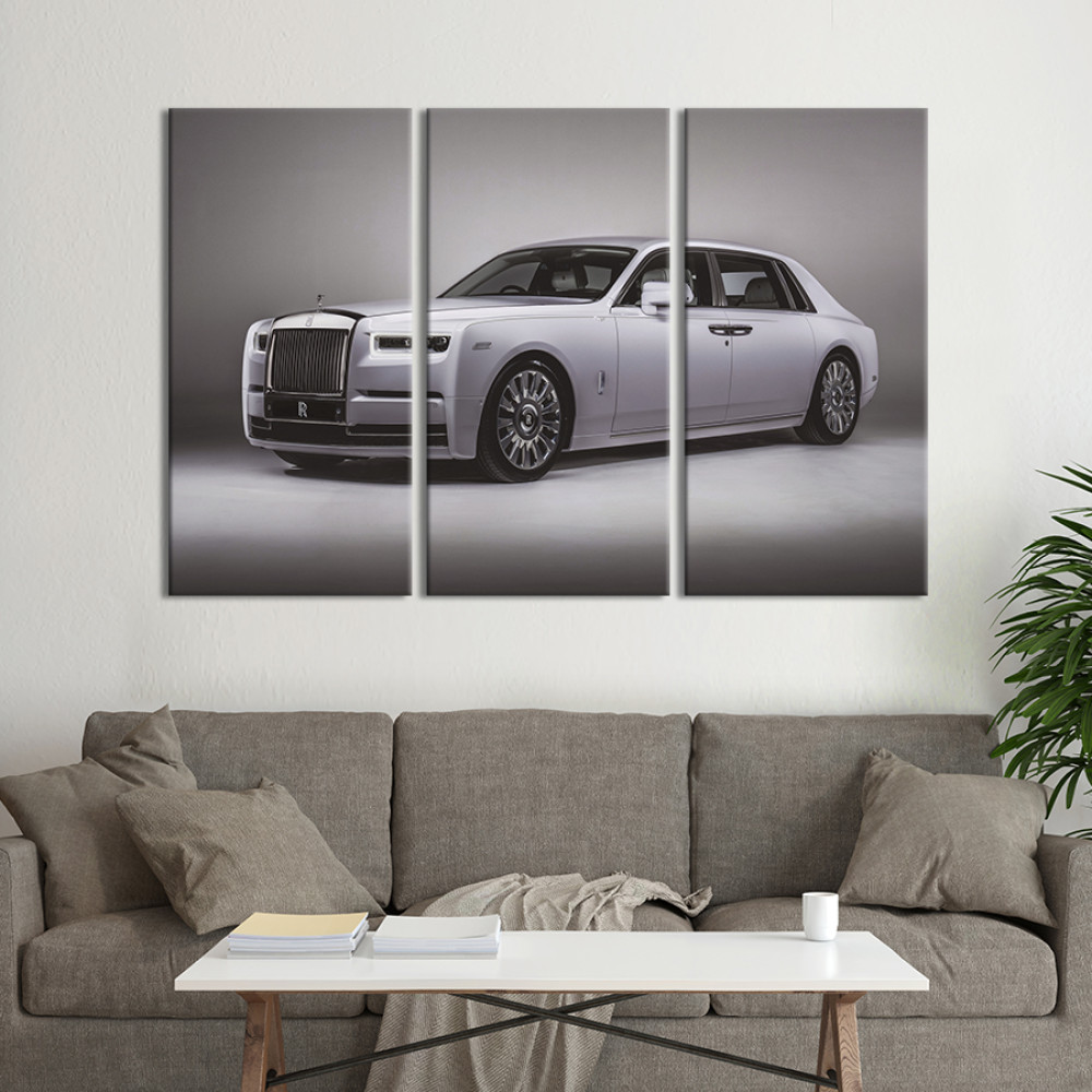 Картина Шикарний білий Rolls-Royce 78x48 см (1394-31)