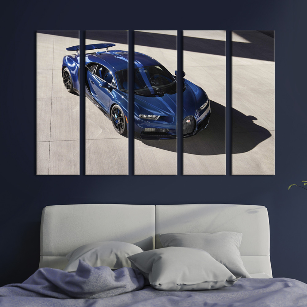 Картина Стильний синій Bugatti Chiron 87x50 см (1299-51)