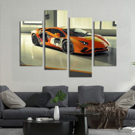 Картина Стильний помаранчевий автомобіль Lamborghini Aventador 89x56 см (1333-42)