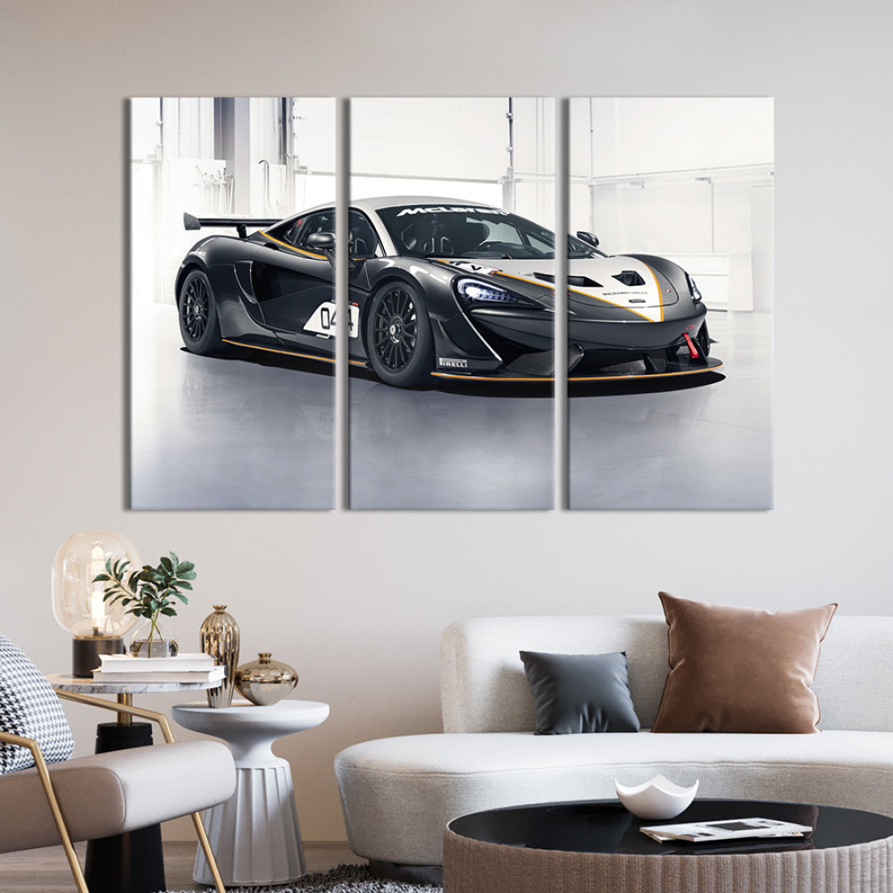 Картина Авто McLaren 570S GT4 в чорному кольорі 78x48 см (1353-31)