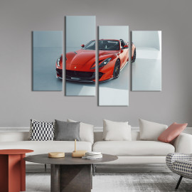 Картина Червоний кабріолет Ferrari 812 GTS 89x56 см (1374-42)