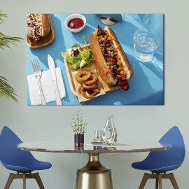 Картина для кухні кафе бару Хот-дог з овочами 51x34 см (1551-1)