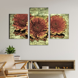 Картина триптих Три хризантеми 66x40 см (846-32)