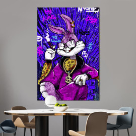 Картина в офіс Поп-арт модний кролик Багз Банні з сигарою 51x34 см (2art_77)