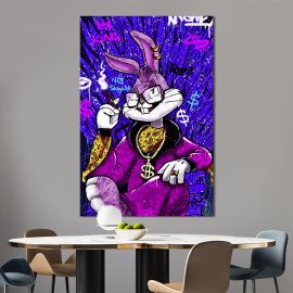 Картина в офіс Поп-арт модний кролик Багз Банні з сигарою 51x34 см (2art_77)