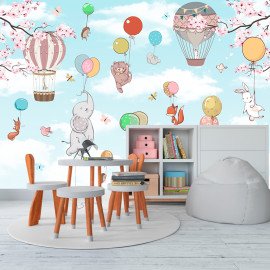 Фотошпалери флізелінові Веселі звірята на повітряних кульках (WP583)