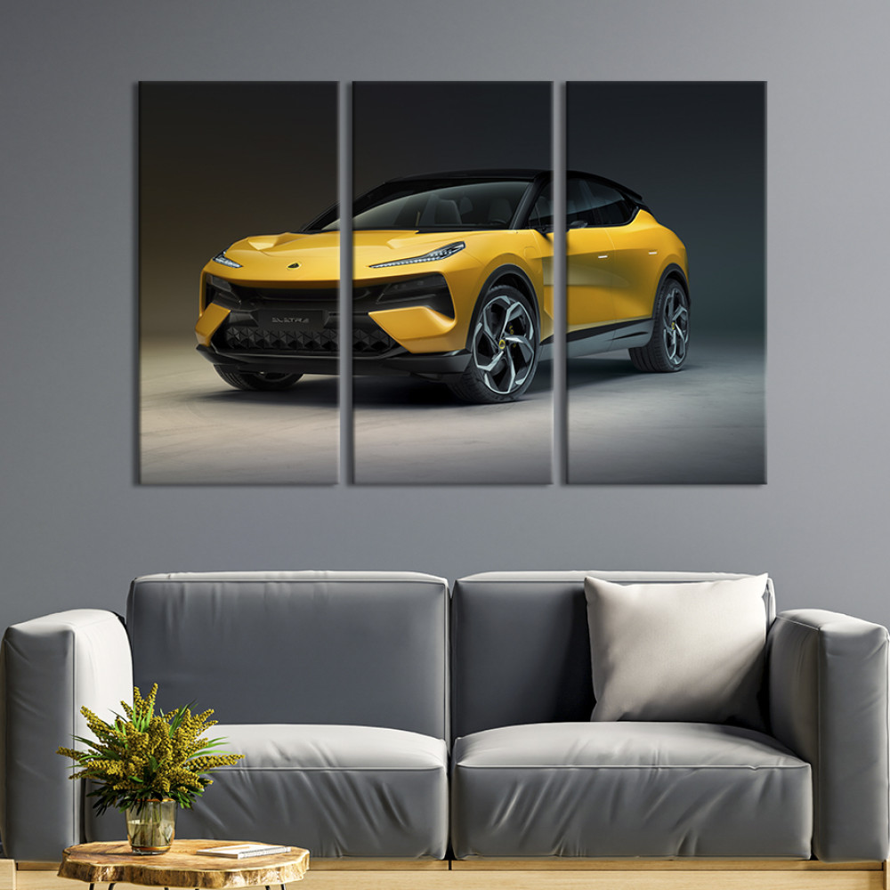 Картина Яскравий жовтий позашляховик Lotus Eletre 78x48 см (1413-31)